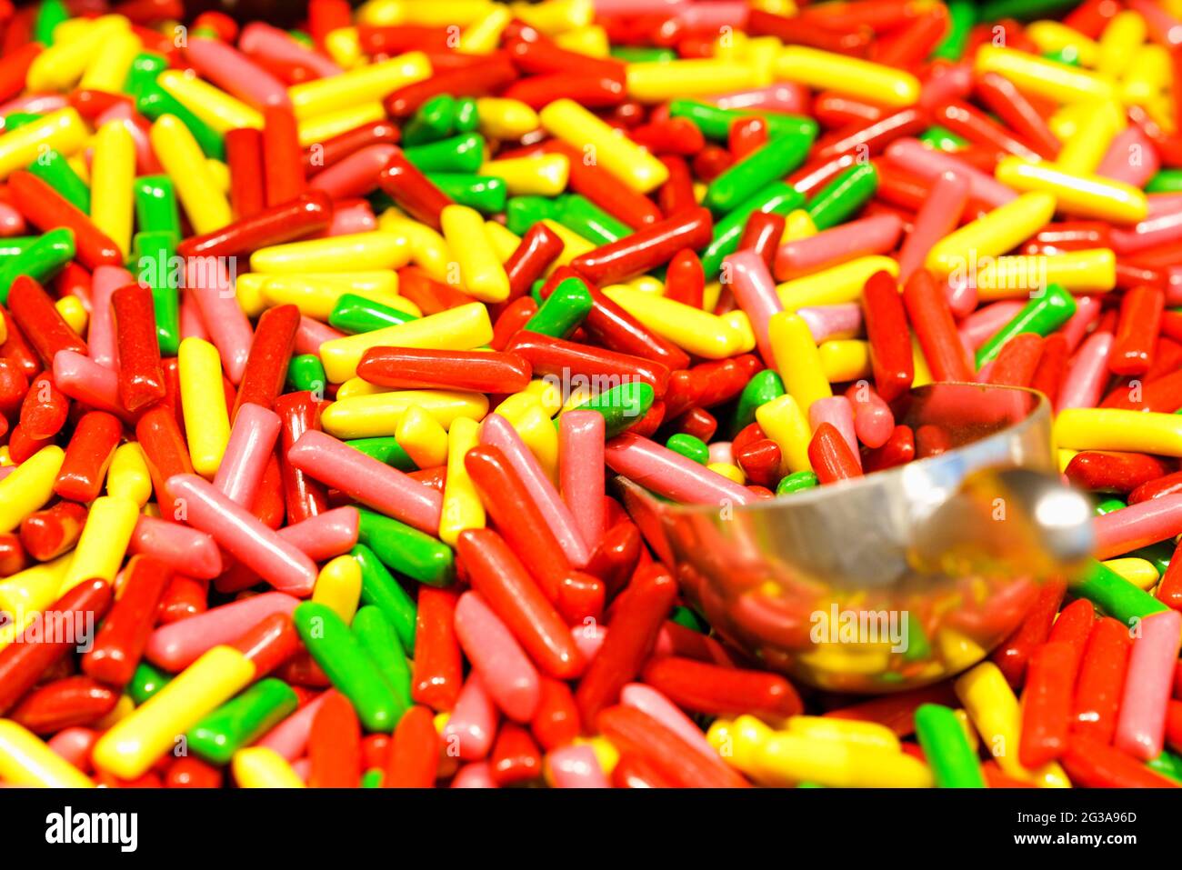 Multicolored gummy candy in bulk in the store Stock Photo Alamy