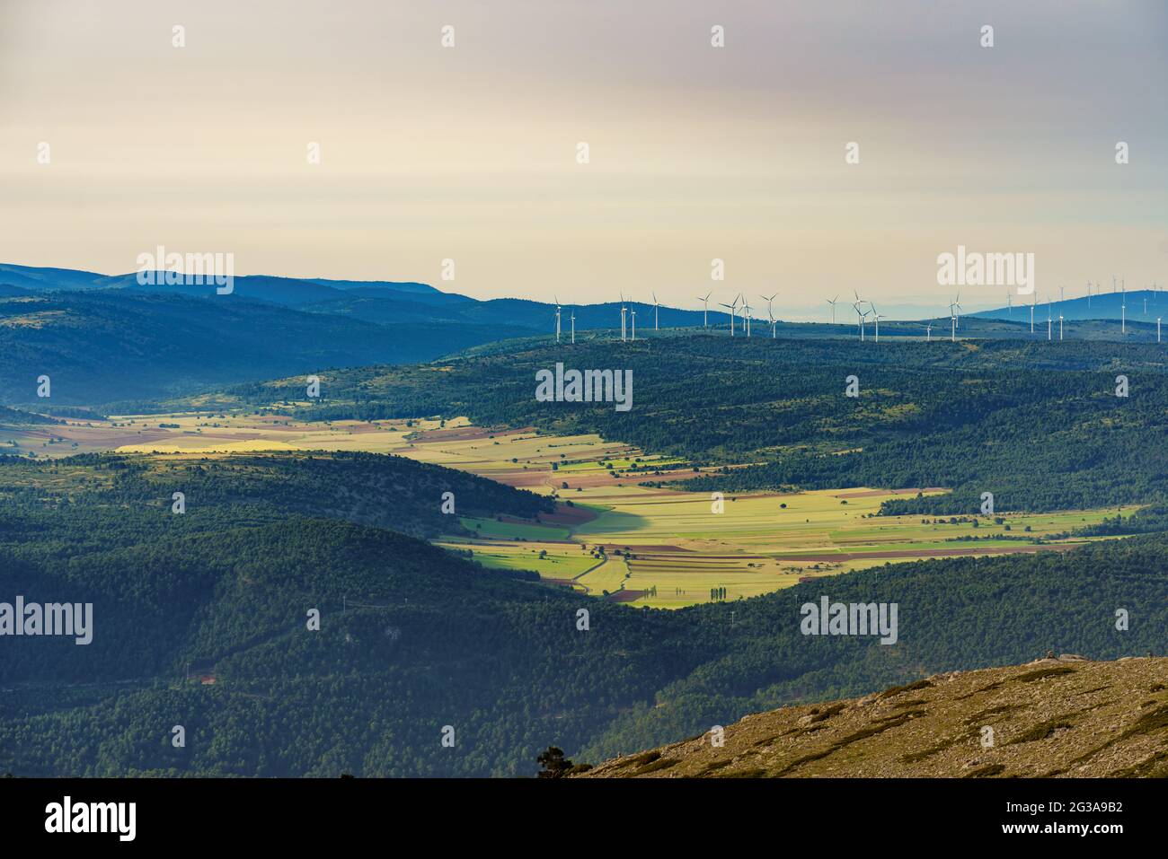 Agricultural valley  in Javalambre Region Teruel Spain in springtime. Fresh and heathy environment. Stock Photo