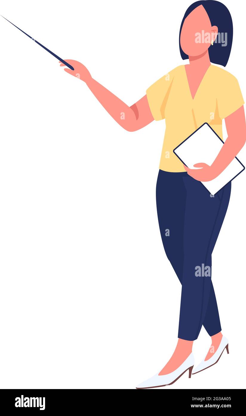 Teacher semi flat color vector character Stock Vector