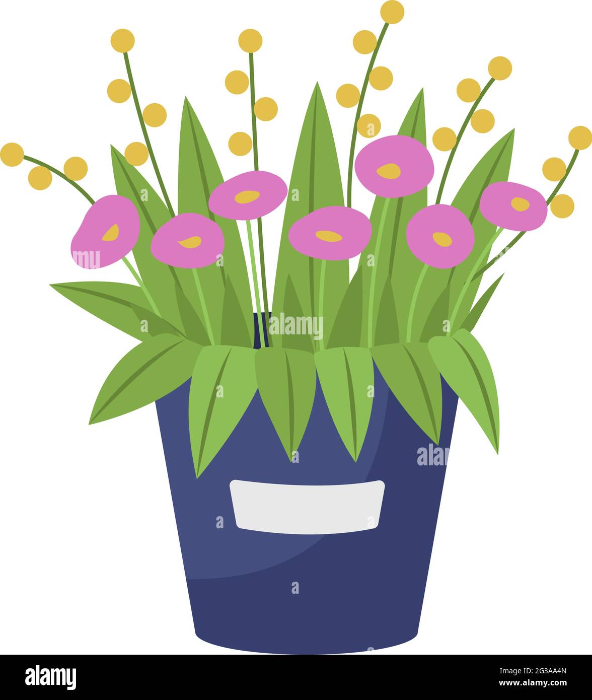 Pink flowers arrangement semi flat color vector object Stock Vector ...