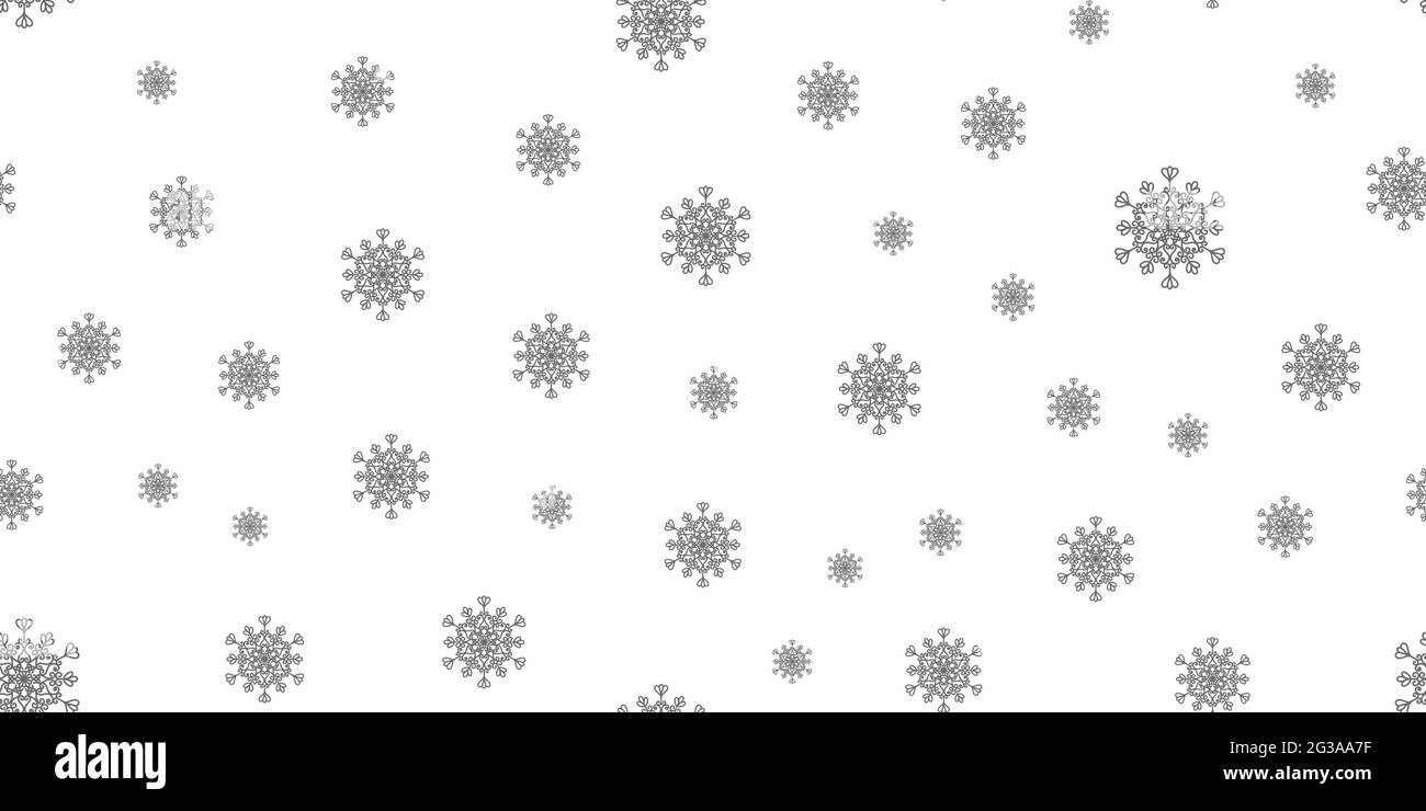 Winter seamless pattern with grey snowflakes on white background ...