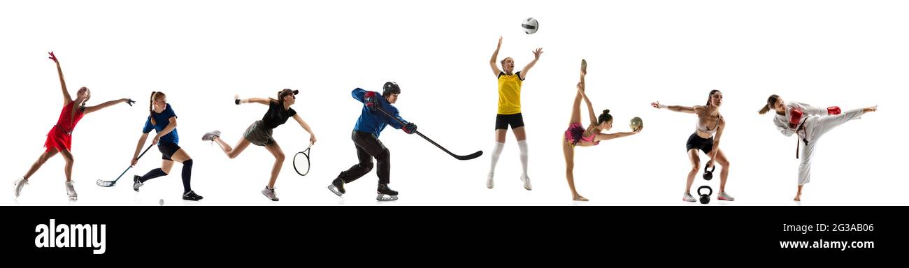 Sport collage. Tennis, volleyball, gymnastics, floorball, figure skating, hockey, gymnastics, taekwondo Stock Photo - Alamy Sport collage. Tennis, volleyball, gymnastics, floorball, figure skating, hockey, gymnastics, taekwondo Stock Photo - Alamy
