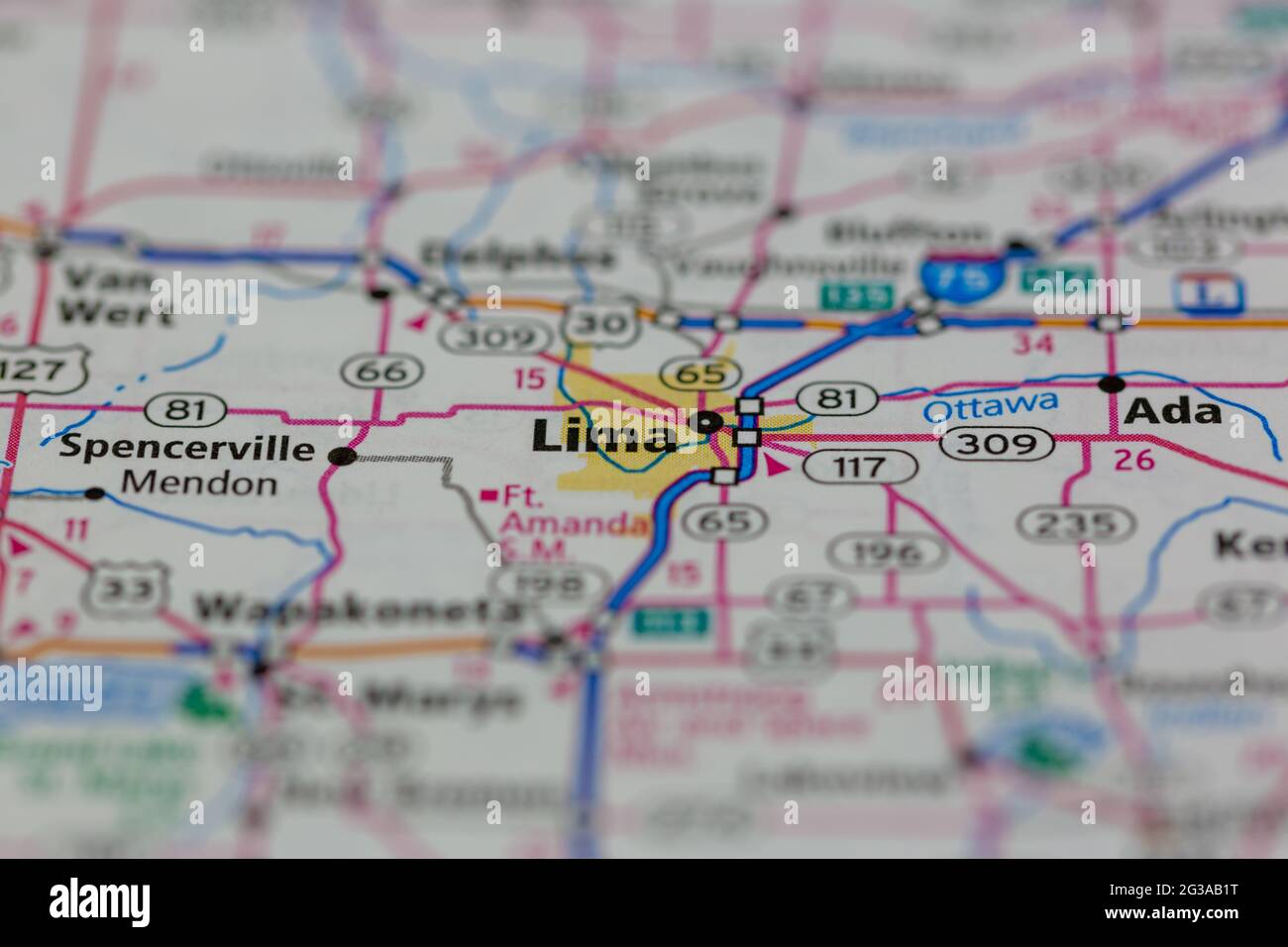 Lima Ohio Usa Shown On A Geography Map Or Road Map 2G3AB1T 