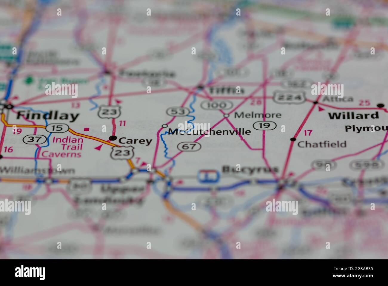 McCutchenville Ohio USA shown on a Geography map or Road map Stock