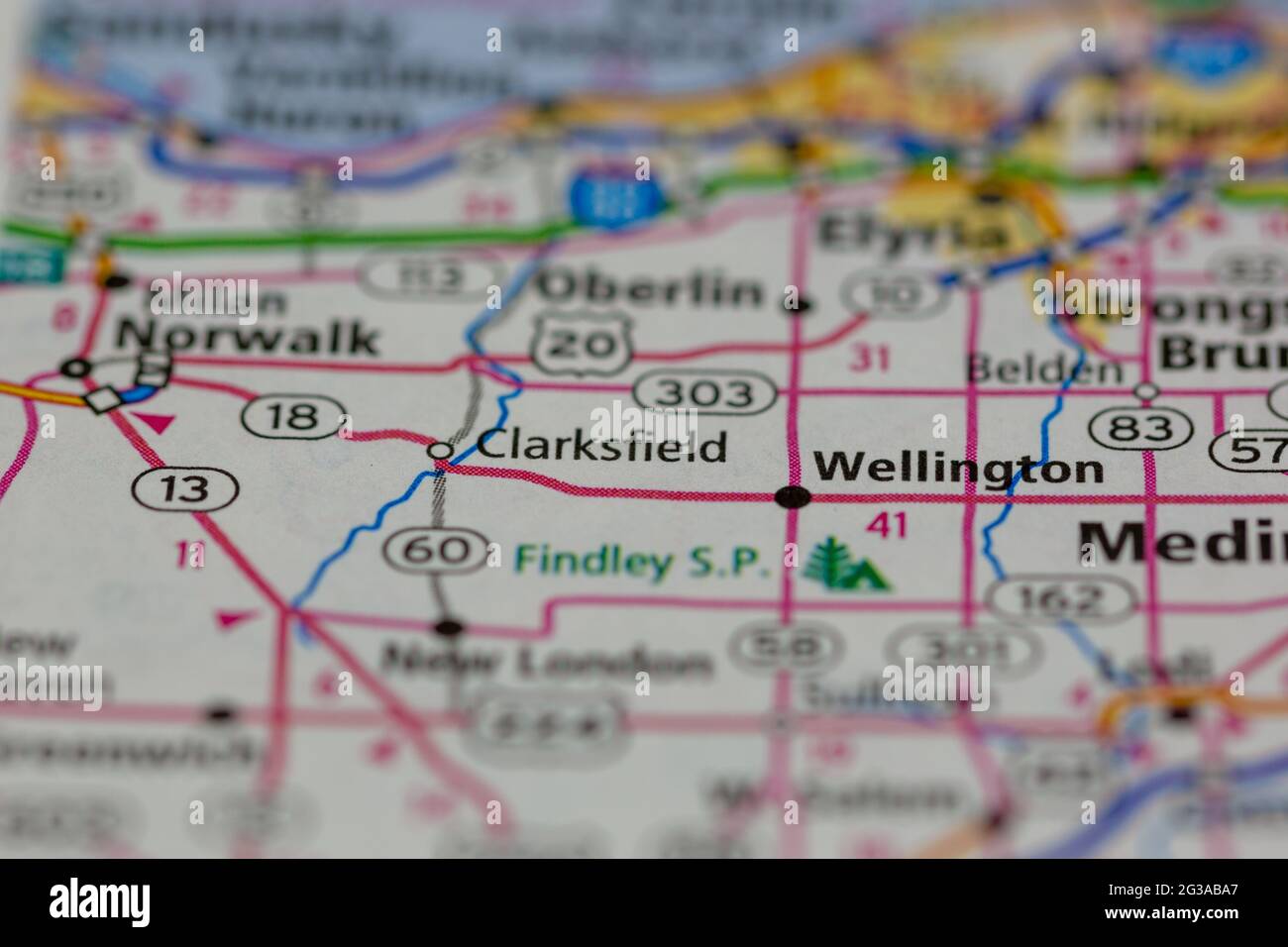 Clarksfield Ohio USA shown on a Geography map or Road map Stock Photo