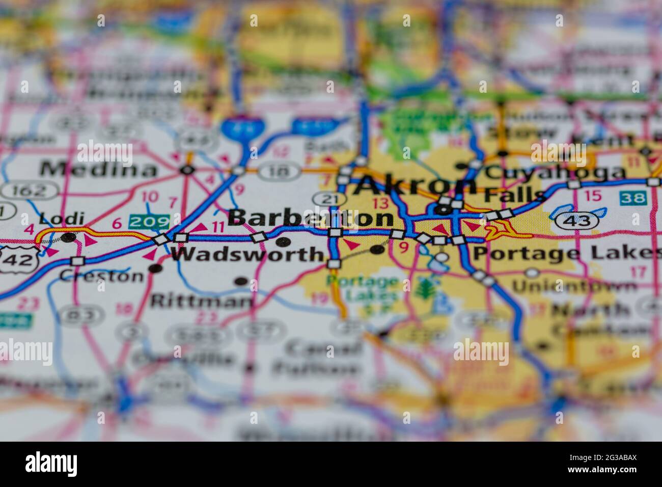 Barberton Ohio Usa Shown On A Geography Map Or Road Map 2G3ABAX 