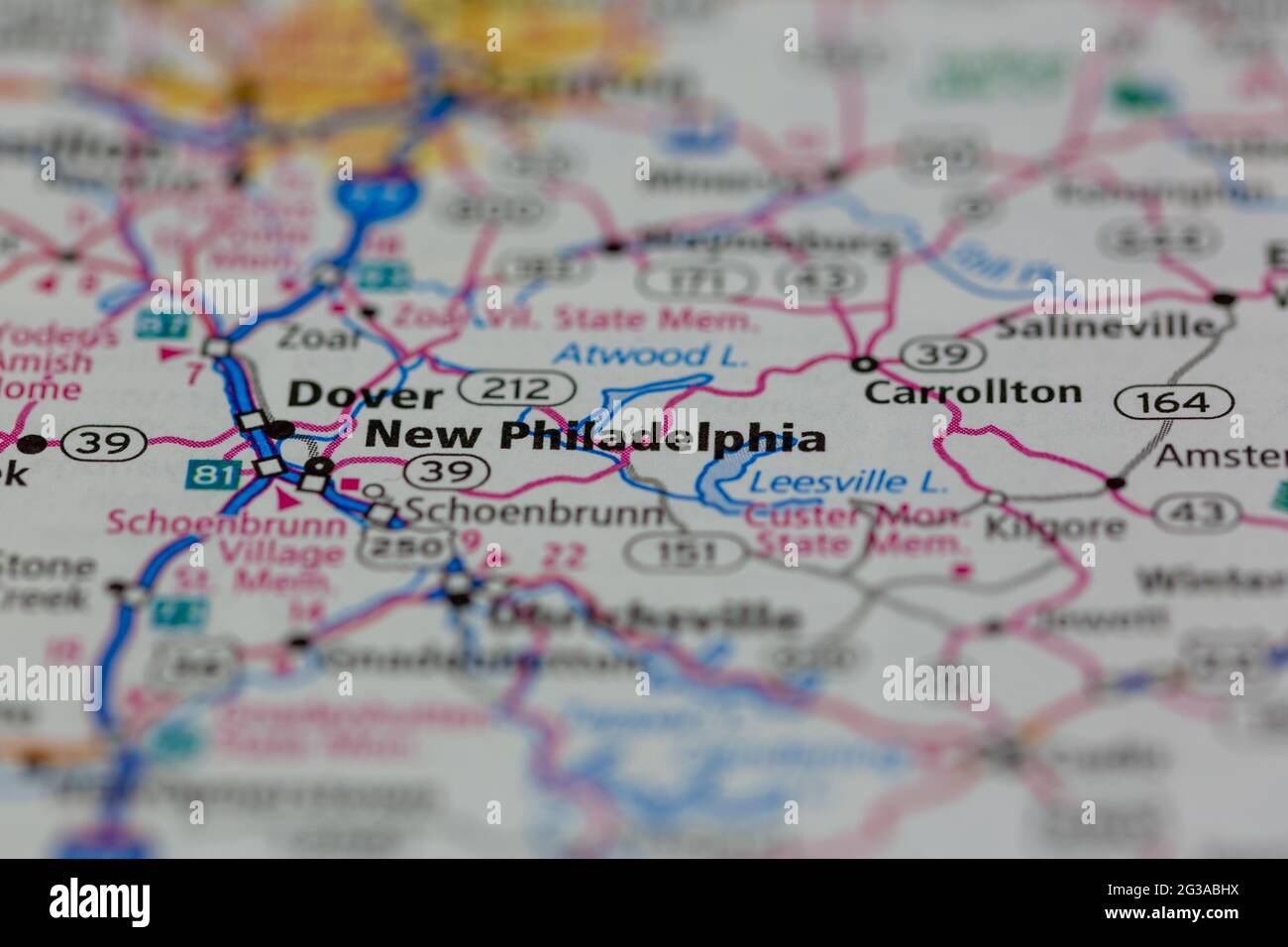 New Philadelphia Ohio USA shown on a Geography map or Road map Stock Photo
