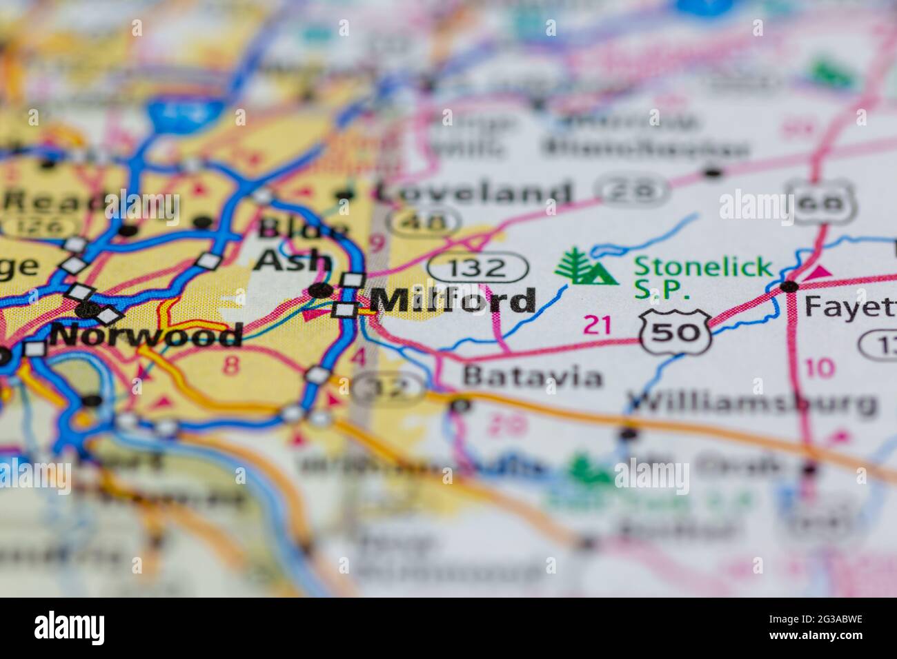 Milford Ohio USA shown on a Geography map or Road map Stock Photo Alamy