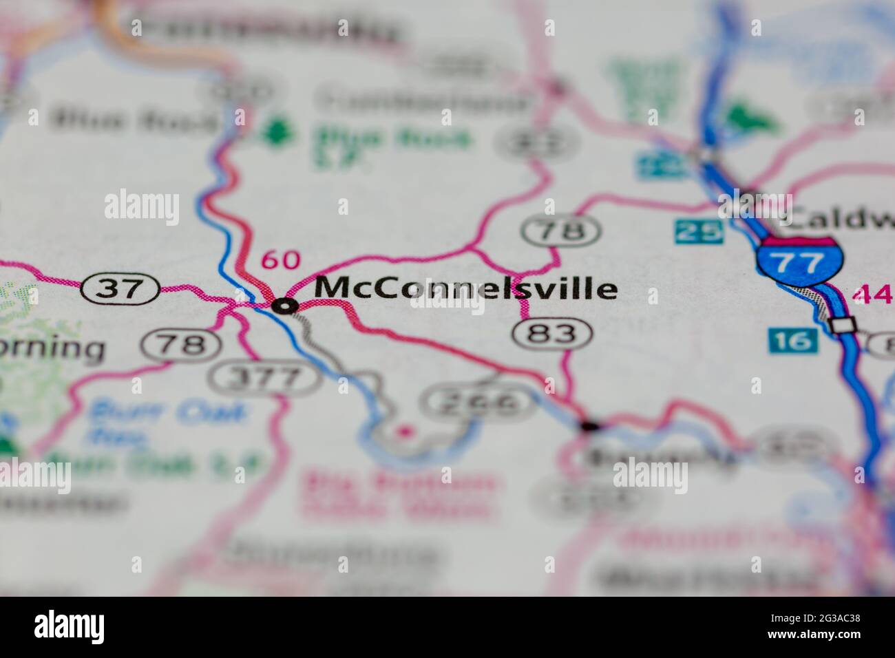 McConnelsville Ohio USA shown on a Geography map or Road map Stock