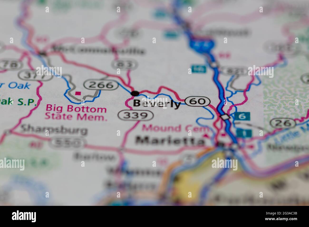 Beverly Ohio USA shown on a Geography map or Road map Stock Photo Alamy