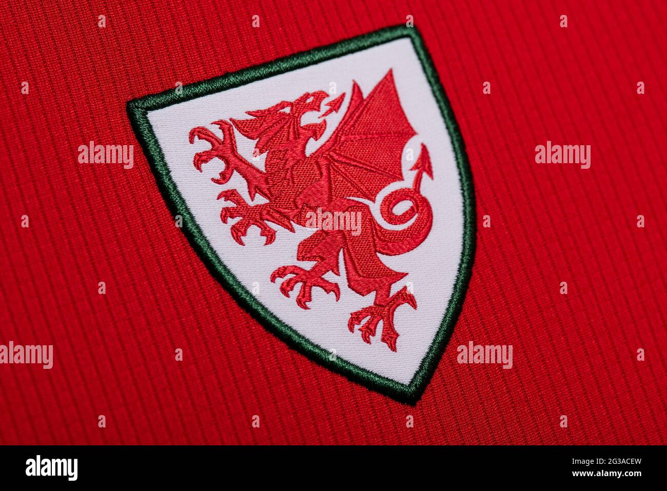 Close up of Wales National Football team kit. UEFA Euro 2020. Stock Photo
