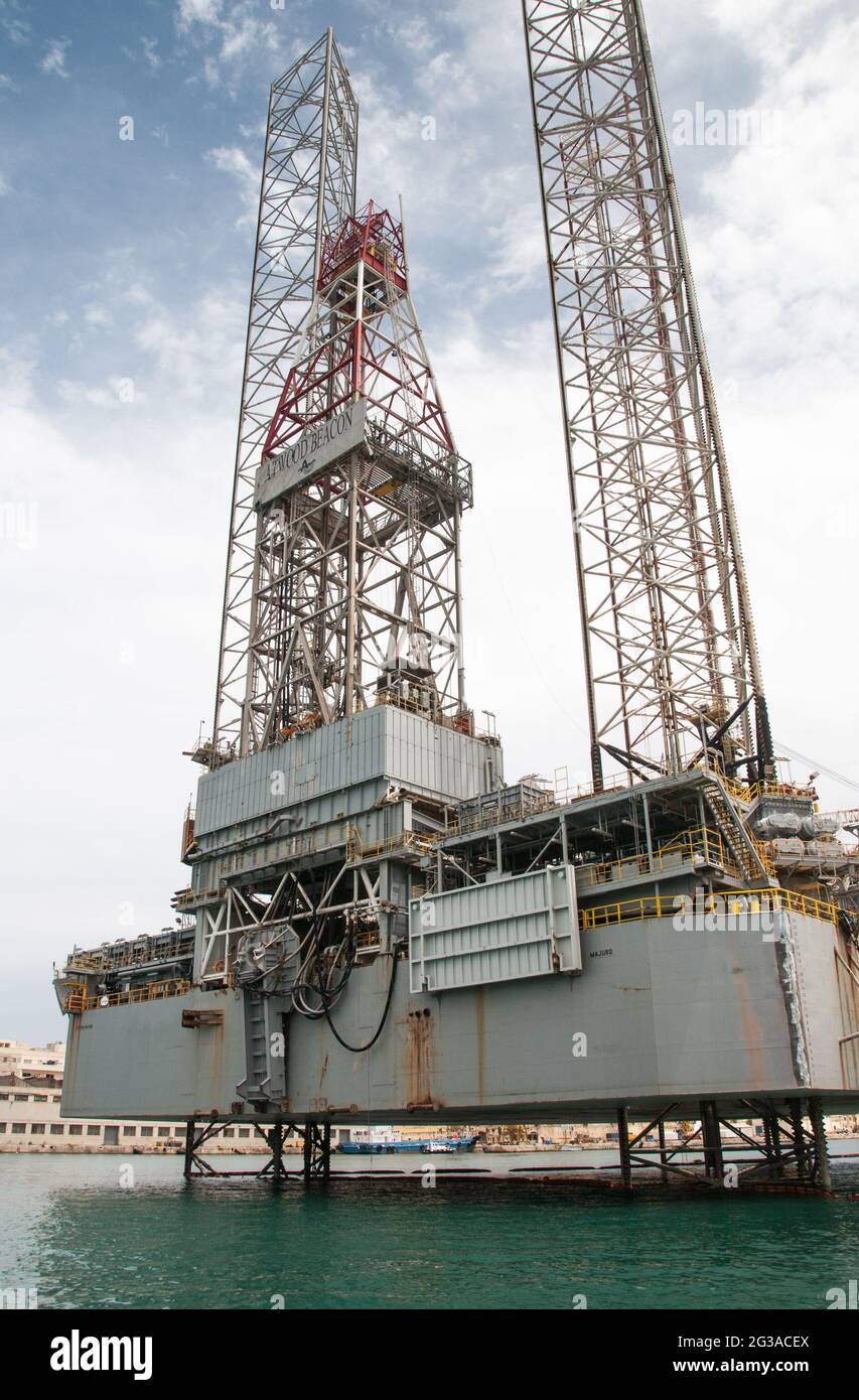 Maritime Themed Image Oil Exploration Rig Moored in Grand Harbour