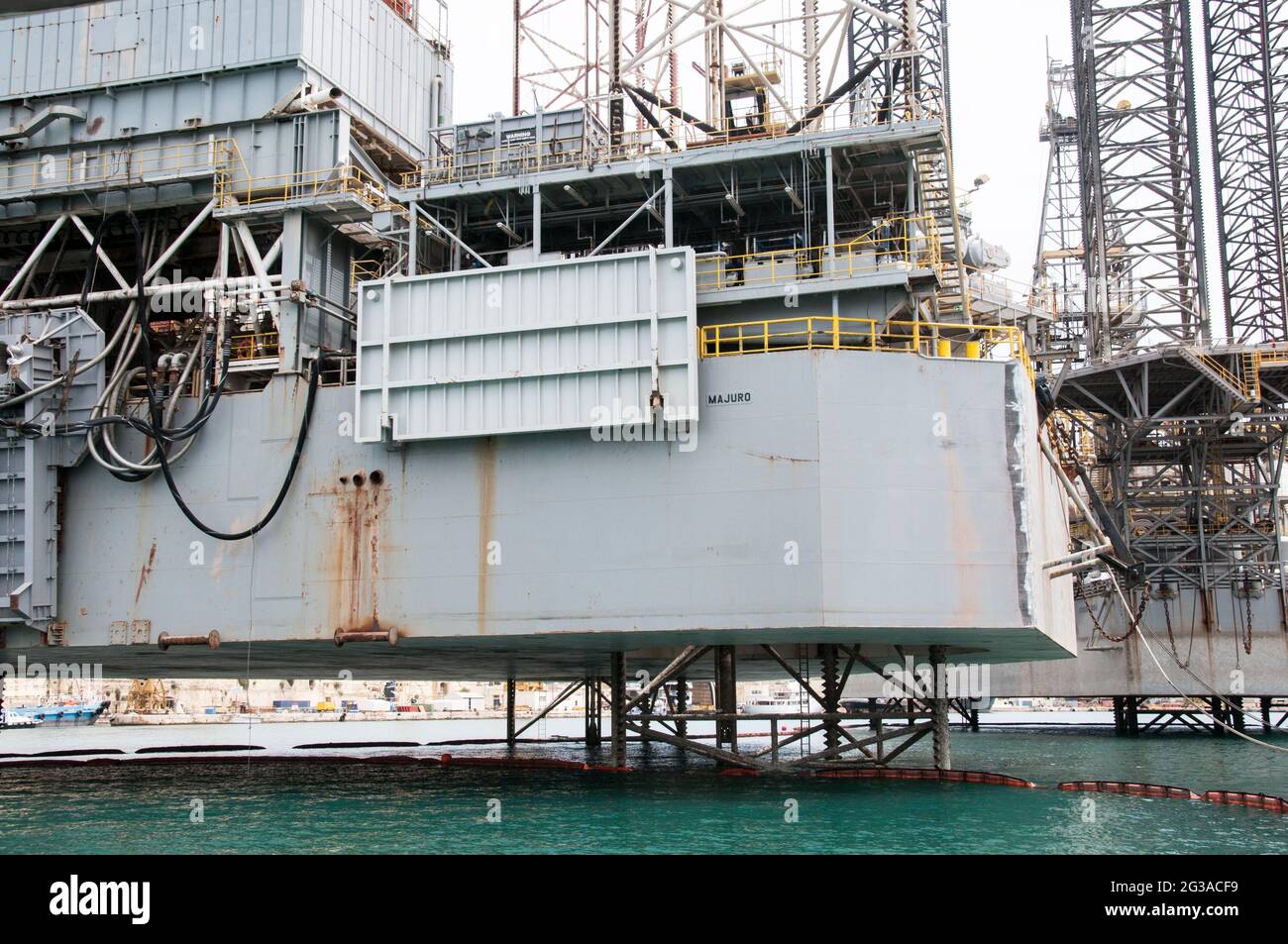 Maritime Themed Image Oil Exploration Rig Moored in Grand Harbour