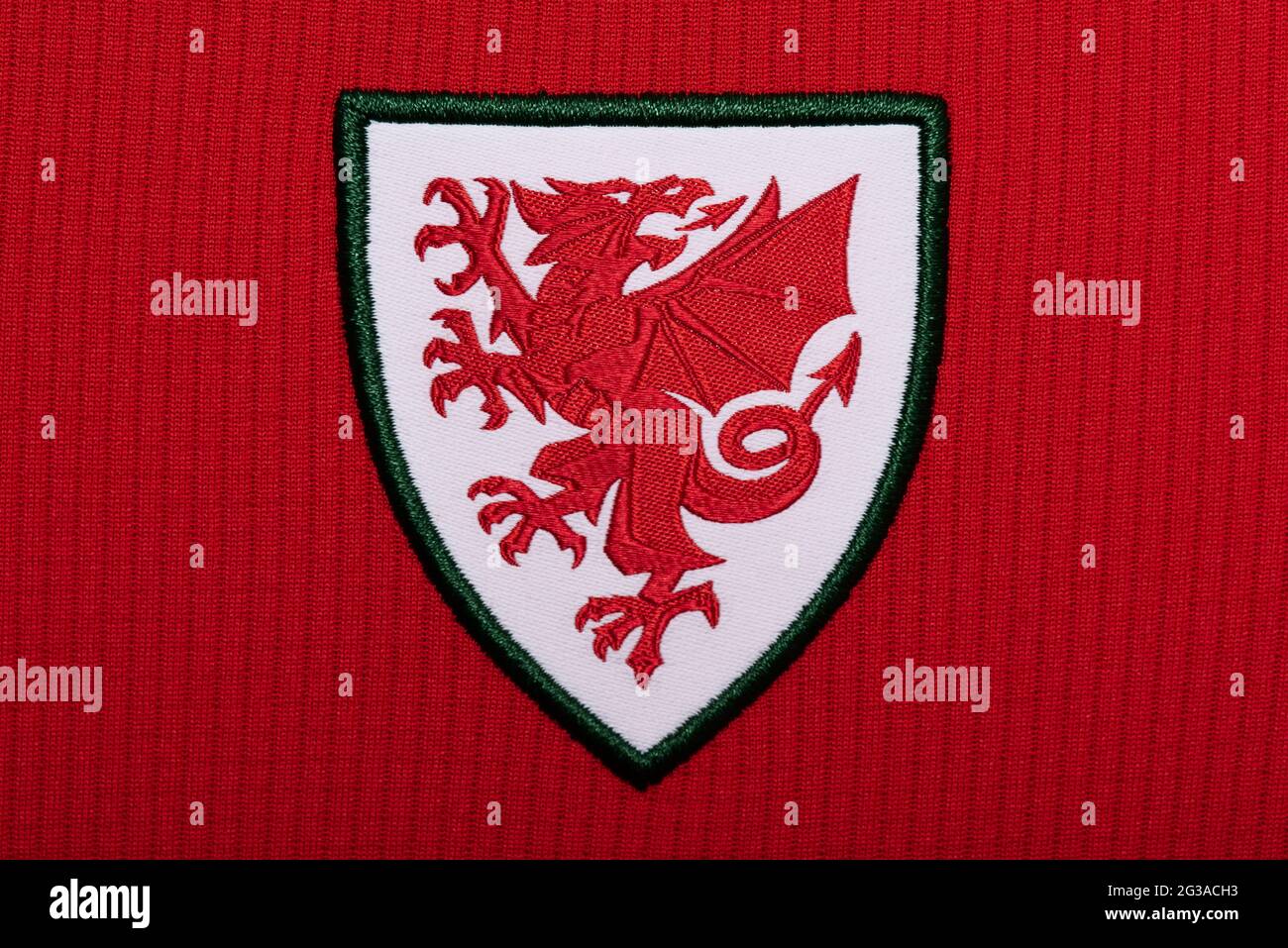 Close up of Wales National Football team kit. UEFA Euro 2020. Stock Photo