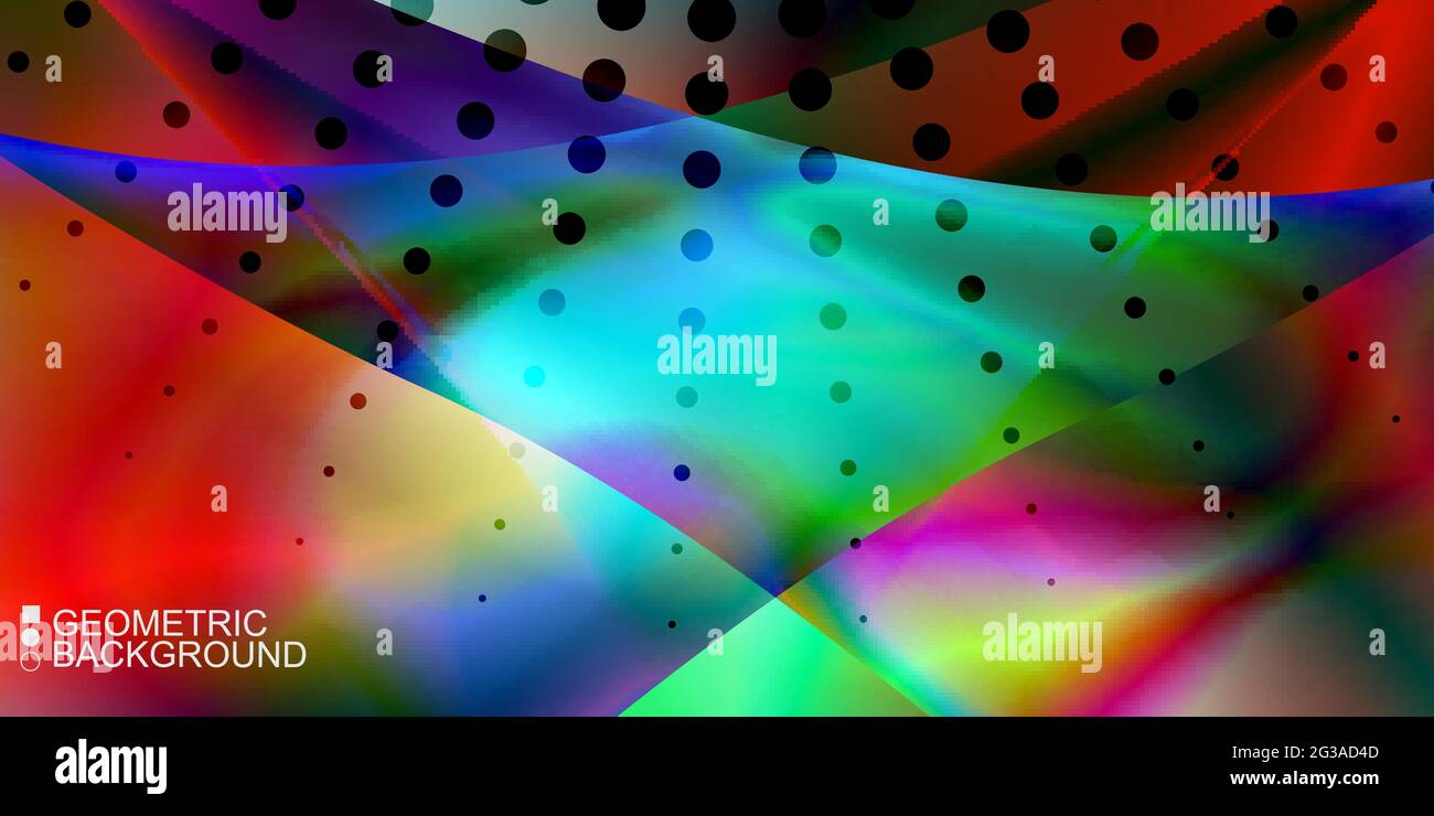 Geometric abstract background template with fluid waves in blurred colors Stock Vector