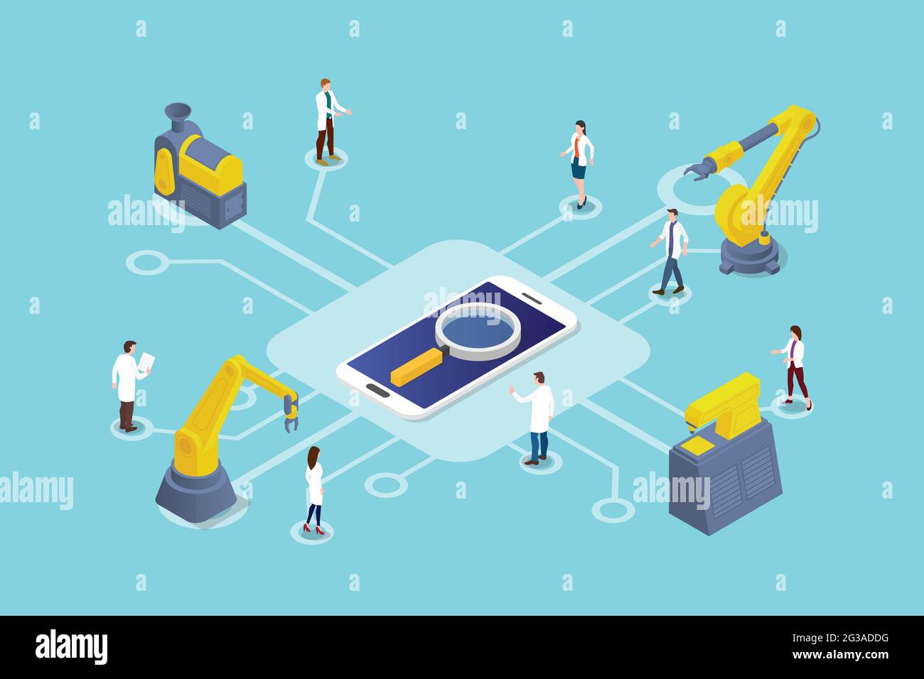 smartphone research technology concept with modern flat isometric style ...