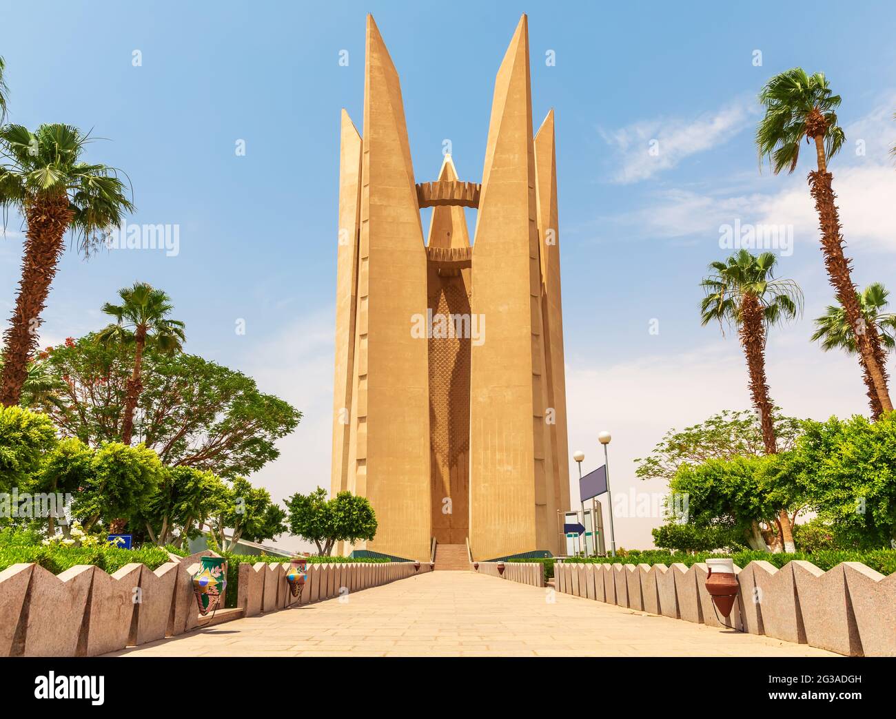 Soviet-Egyptian Friendship Monument near Aswan High Dam, Egypt. Stock Photo