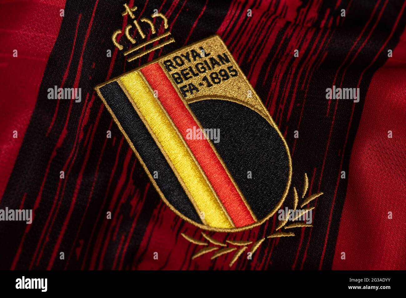 Close up of Belgium National Football team kit. UEFA Euro 2020. Stock Photo