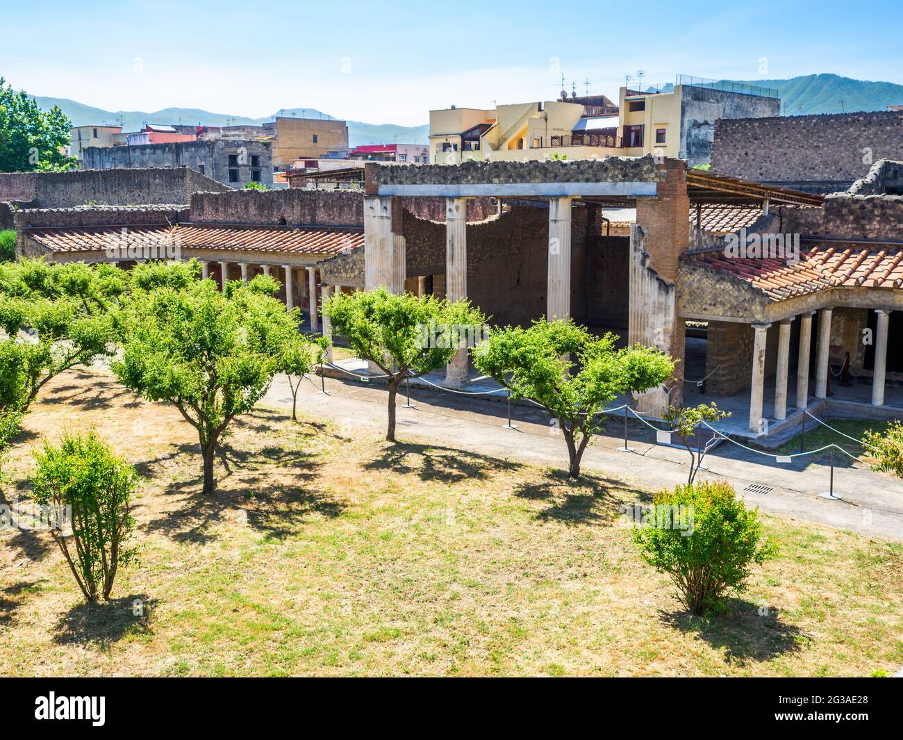 Viridarium (ornamental garden) of Oplontis known as Villa Poppaea in Torre Annunziata - Naples, Italy Stock Photo