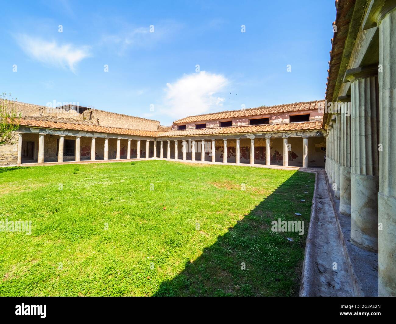 Peristyle (open courtyard or garden surrounded by a colonnade) - Oplontis known as Villa Poppaea in Torre Annunziata - Naples, Italy Stock Photo