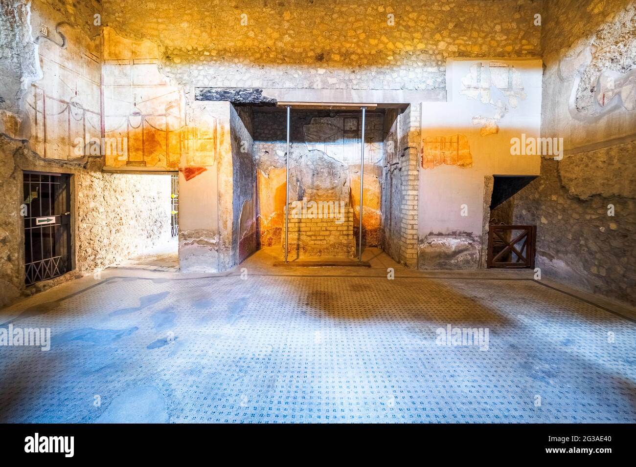 Lararium (shrine to the household gods of a Roman house) - Oplontis known as Villa Poppaea in Torre Annunziata - Naples, Italy Stock Photo