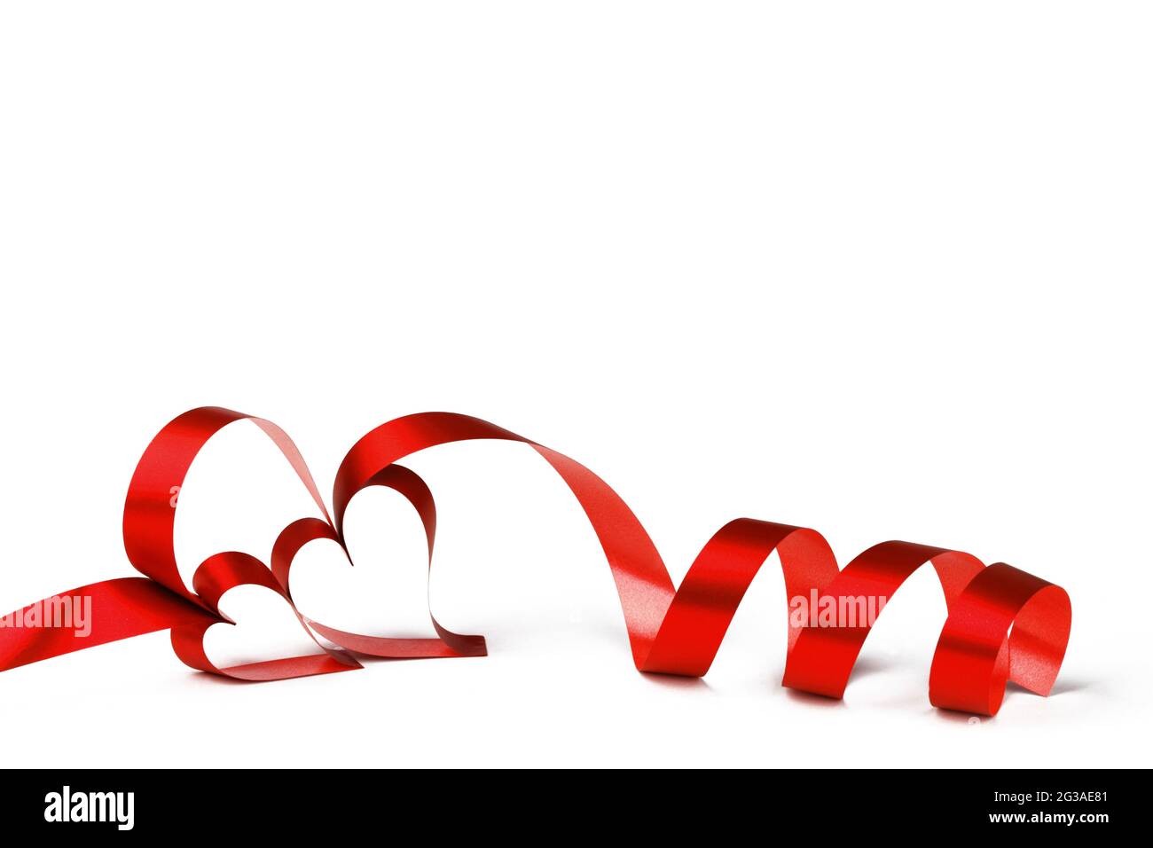 Heart shaped red ribbon isolated on white background Valentines day ...