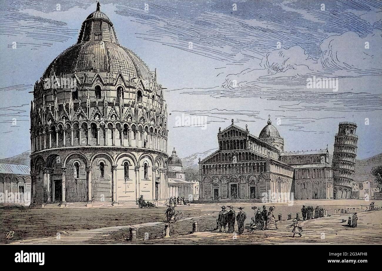 Leaning tower cathedral baptistery pisa vintage hi-res stock photography  and images - Alamy