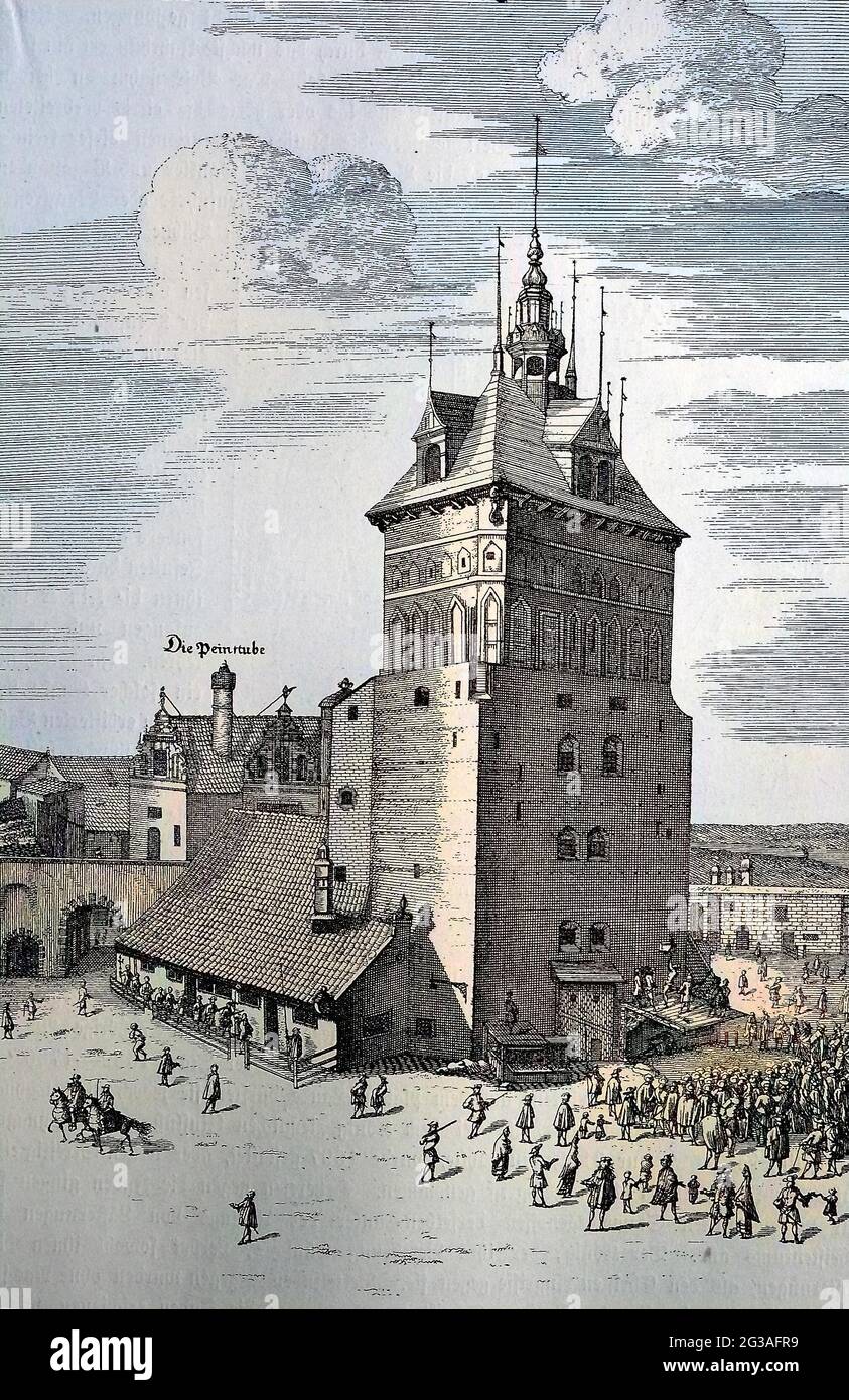 Original Tinted Engraving of Lankin City - 17thC Original Tinted Engraving of Lankin City - 17thC