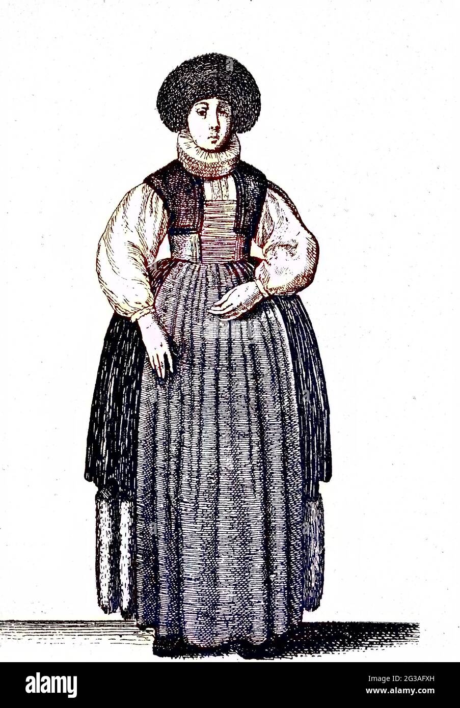 Deutsche Frauentracht im 17. Jahrhundert, Kleidung einer Bürgerfrau in  Basel, heute Schweiz, Mode / German women's traditional costumes in the  17th century, Clothes of a citizen's wife at Basel, now Switzerland,  fashion,