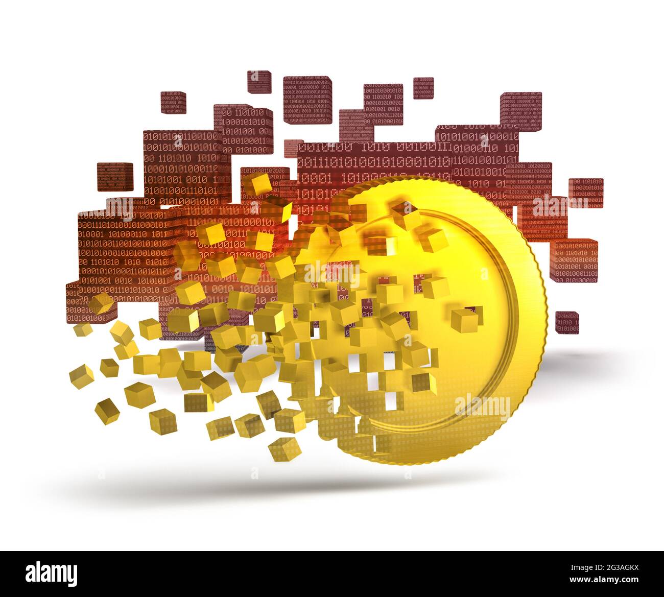 Blockchain technology binary crypto currency mining digital data 3d ...