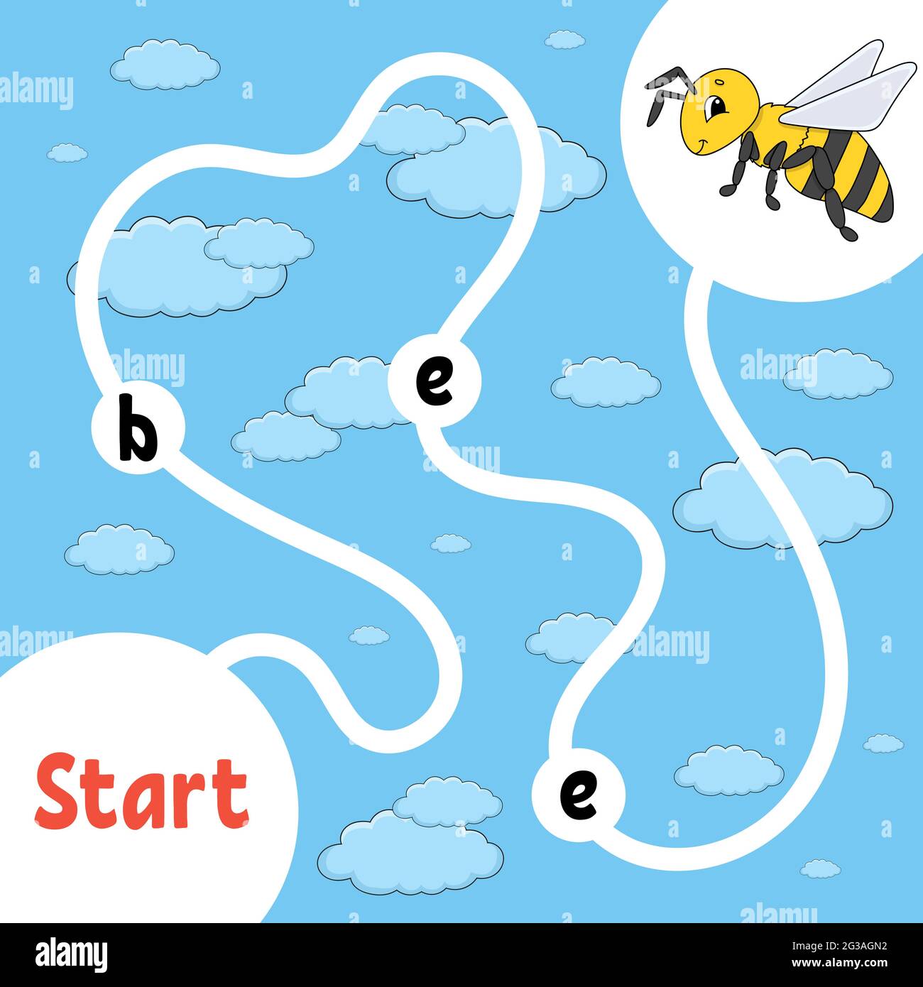 Logic puzzle game. Learning words for kids. Striped bee Find the hidden name. Education developing worksheet. Activity page for study English. Isolate Stock Vector