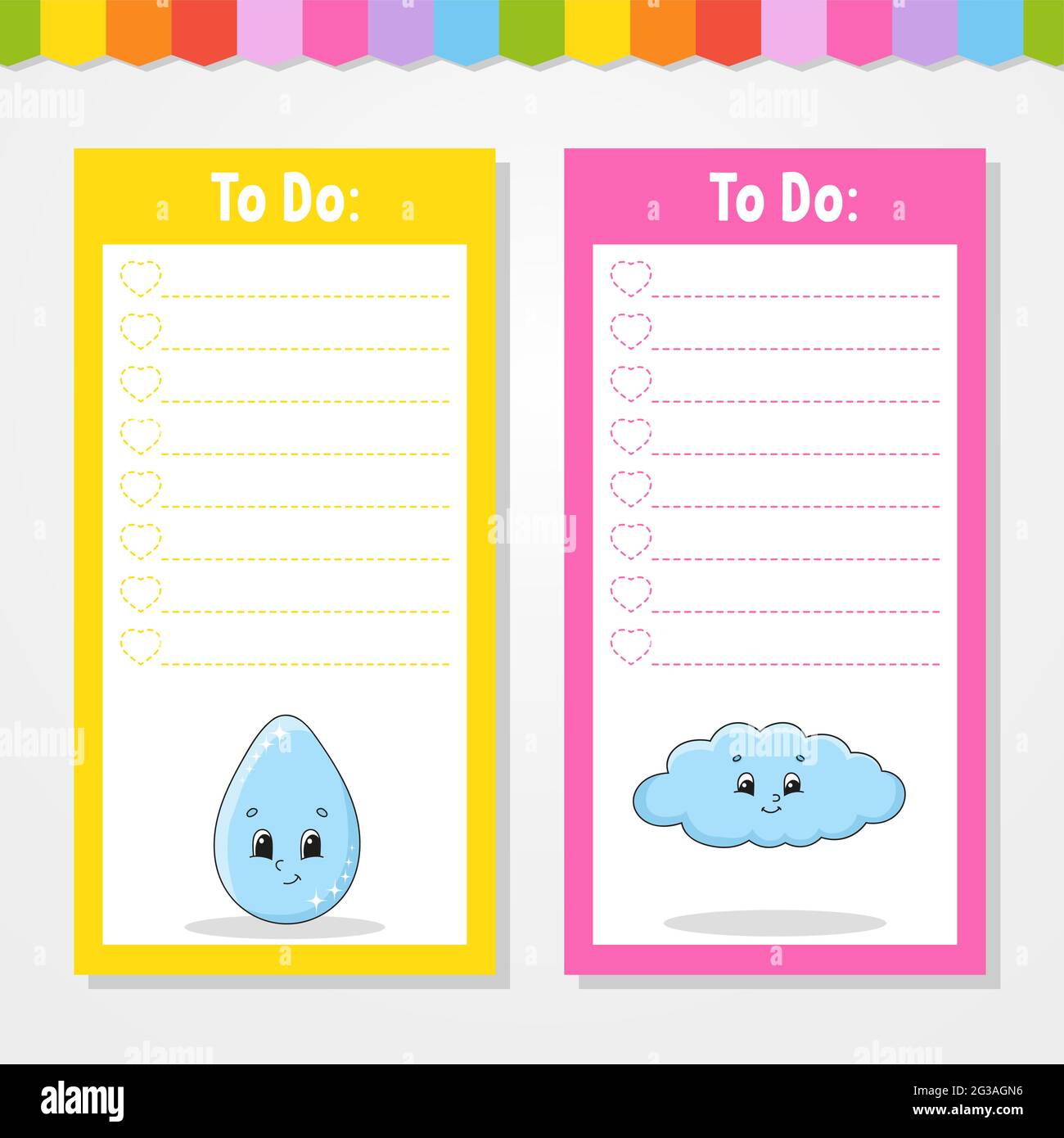 To do list for kids. Empty template. Drop and cloud. The rectangular ...