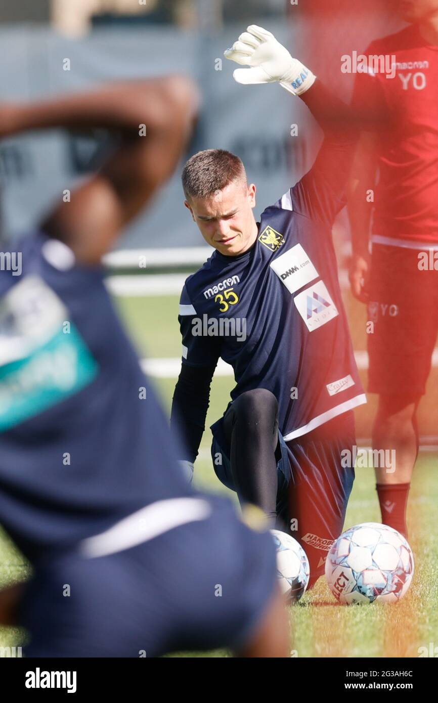 STVV's goalkeeper Wim Vanmarsenille pictured during the first training session for the new season 2021-2022 of Jupiler Pro League first division socce Stock Photo