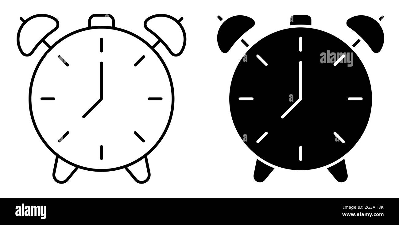 alarm clock icon isolated on white background. Mechanical watch for