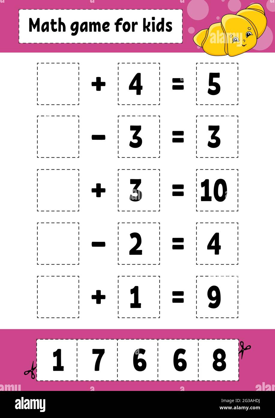 Math Game For Kids. Education Developing Worksheet. Activity Page With Pictures. Game For Children. Color Isolated Vector Illustration. Funny Characte Stock Vector Image & Art - Alamy