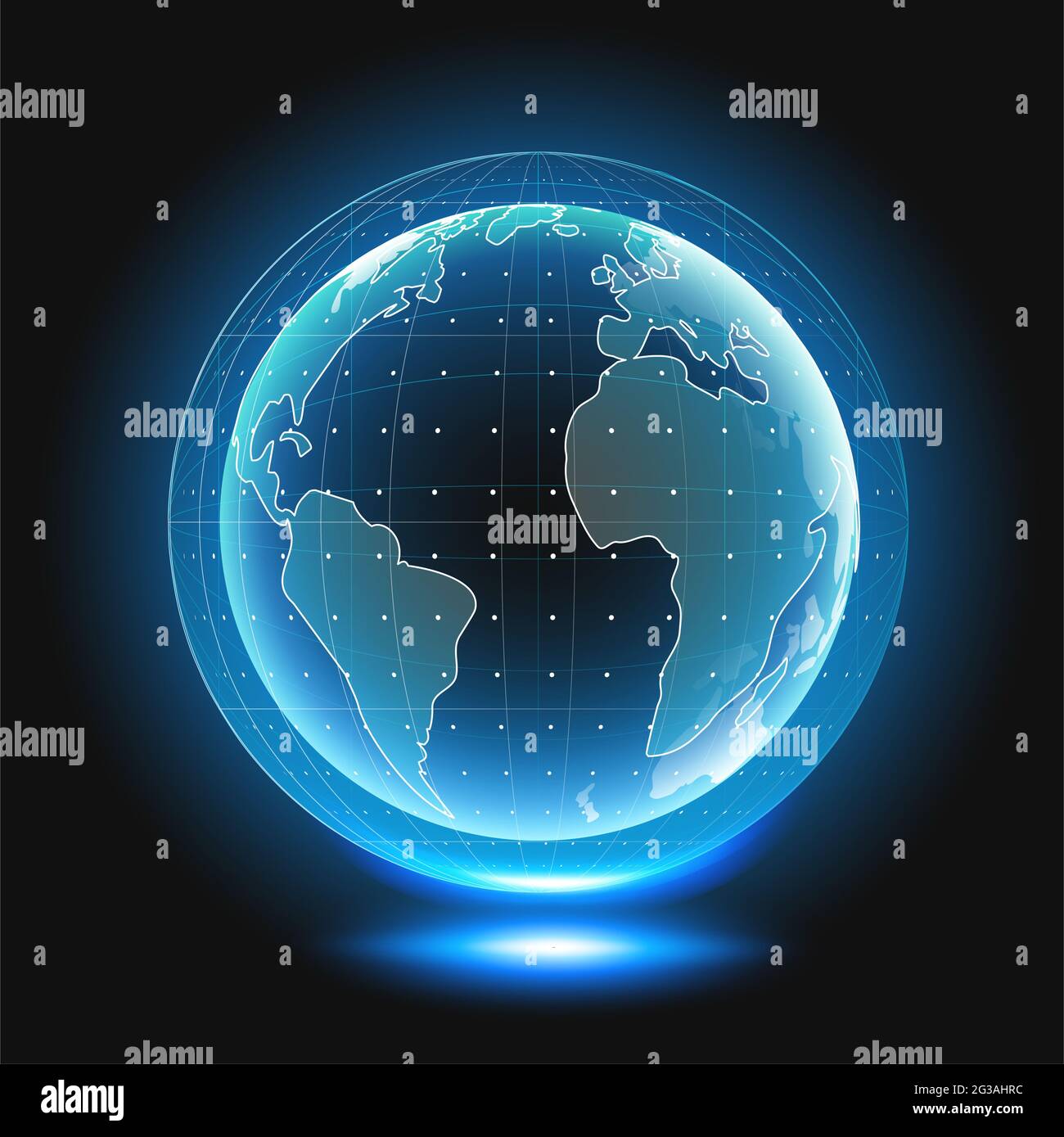 Holographic globe with continents. Computer Hologram Business Internet Background. image. Stock Photo