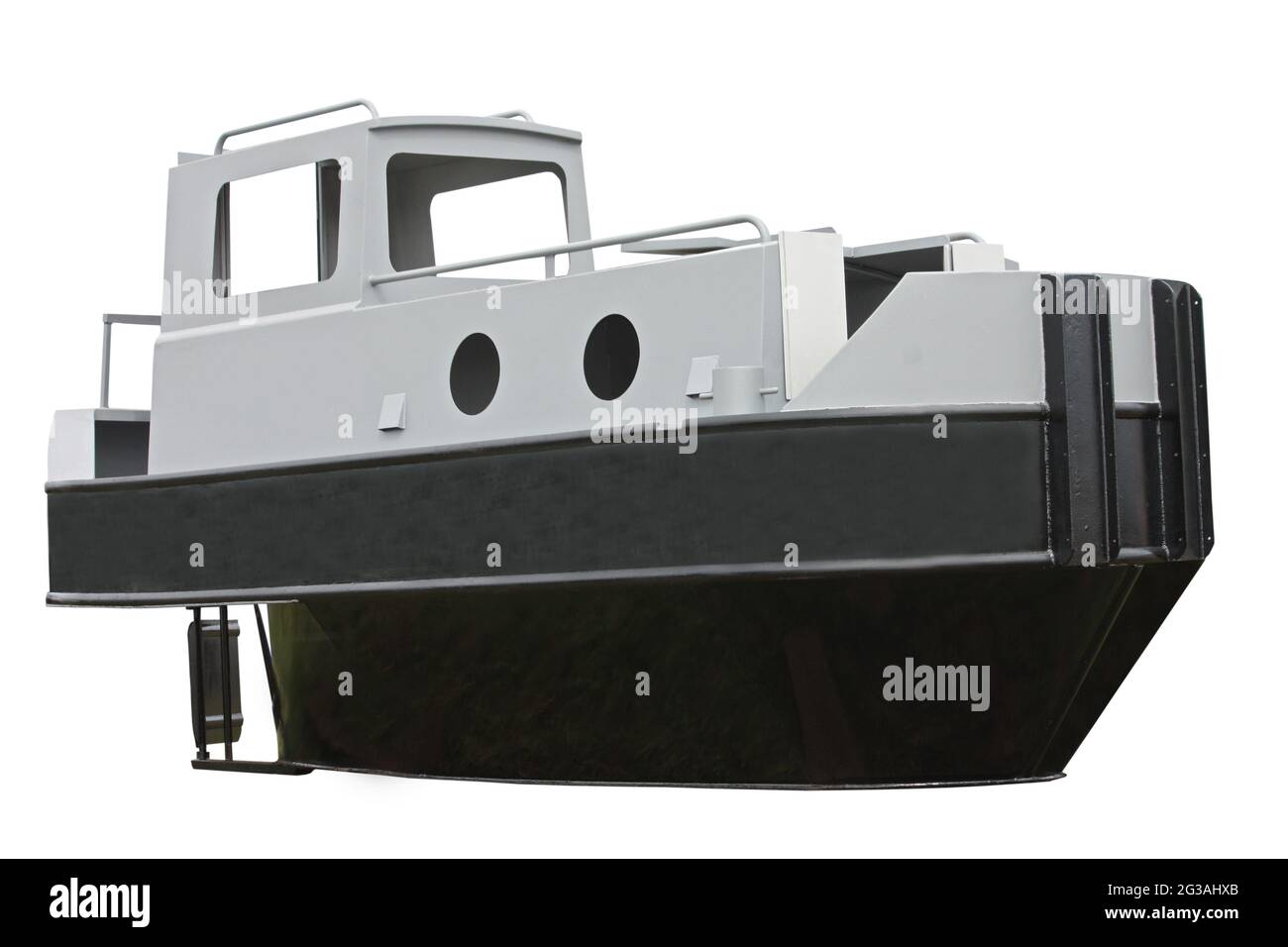 The Working Shell of a Brand New Canal Tug Barge. Stock Photo