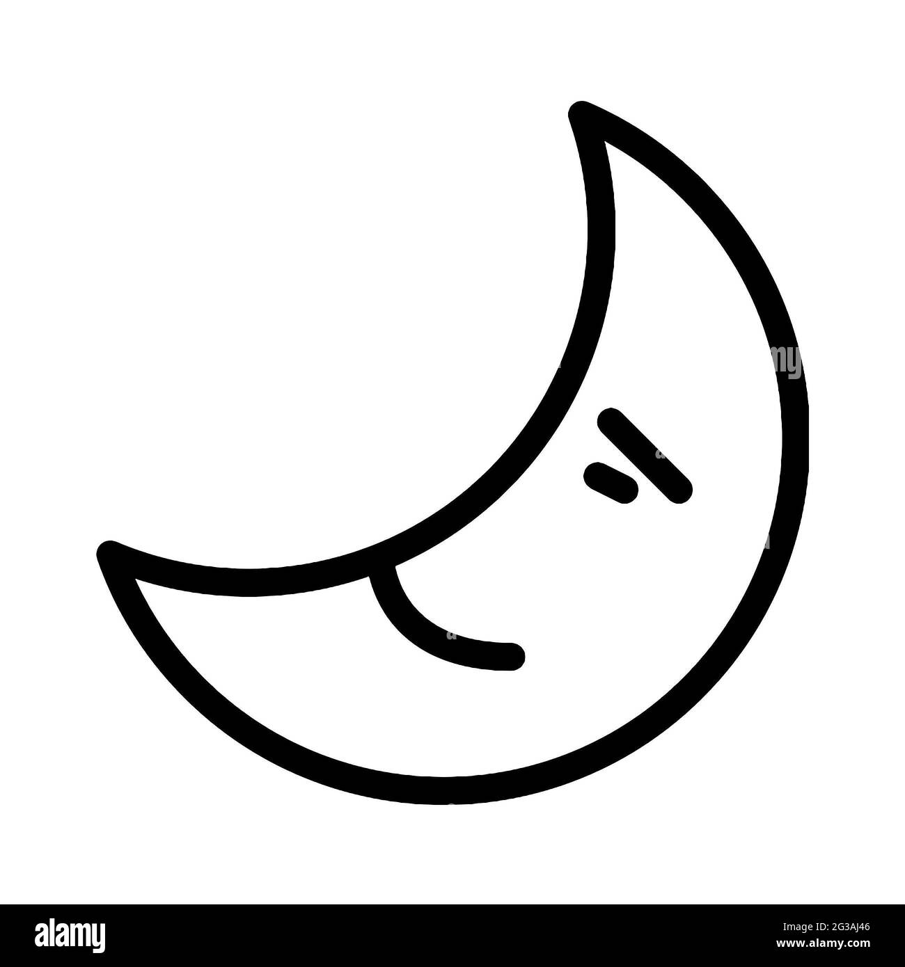 Icon of the moon with a face isolated on a white background Stock Photo