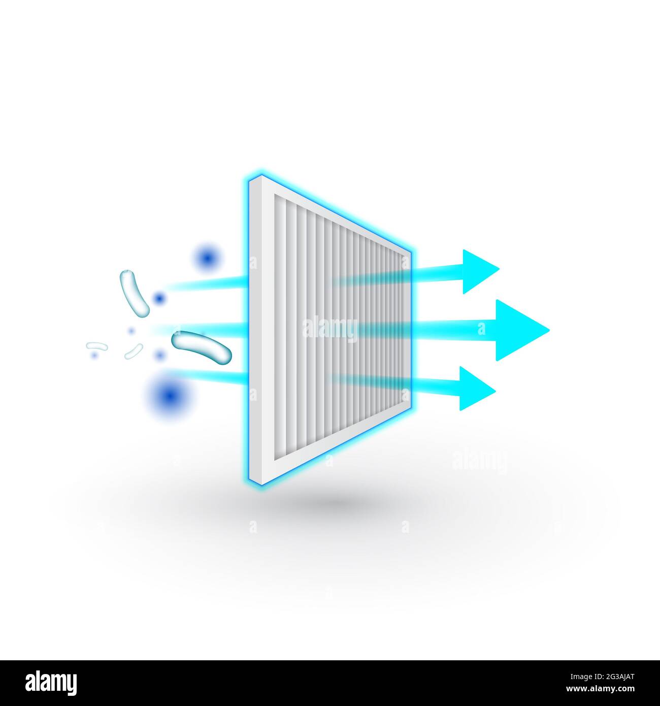 Air purifier. Air filter icon. Solid Particle and Bacterial Filter. Stock Photo