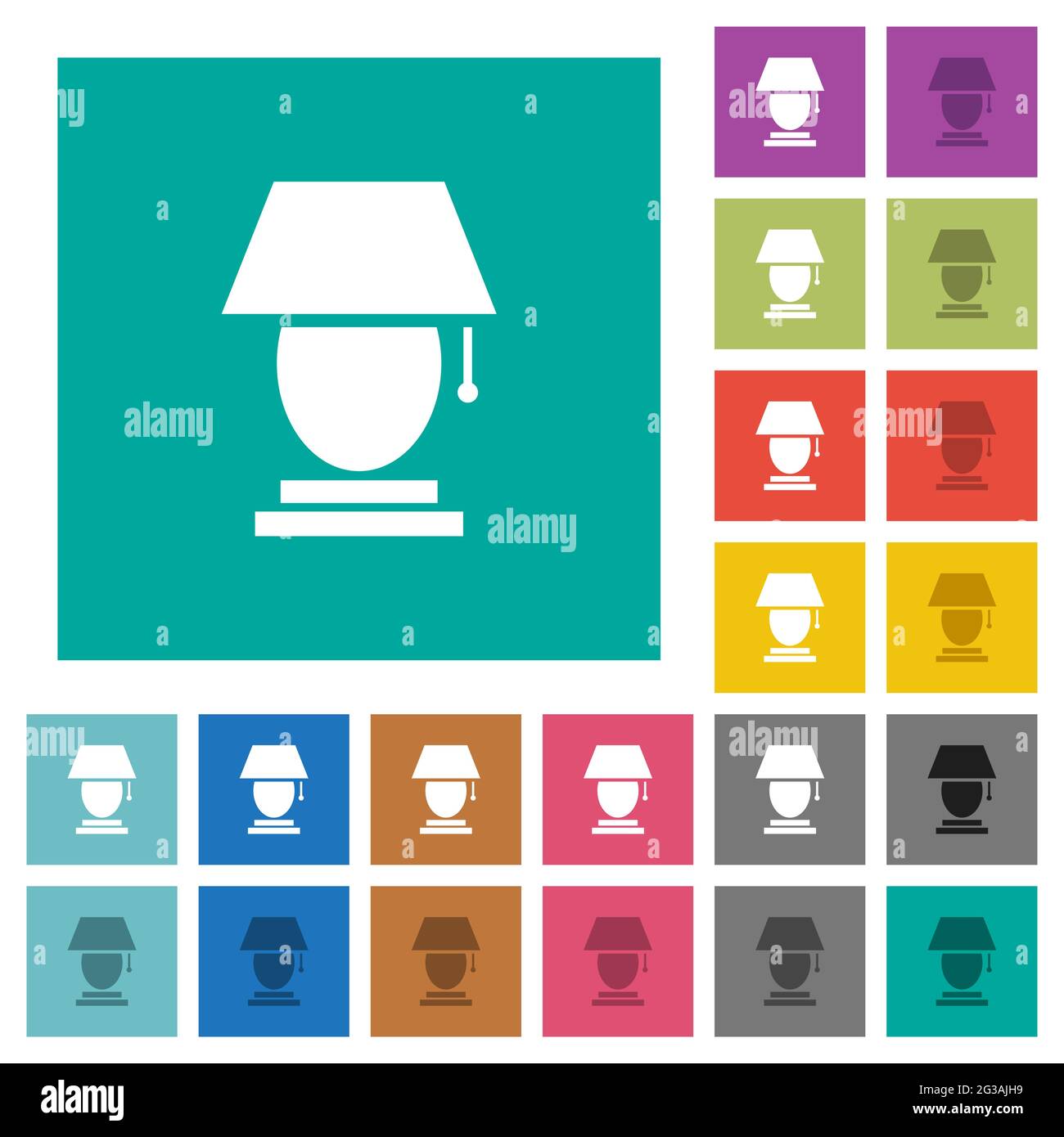 Table lamp multi colored flat icons on plain square backgrounds ...