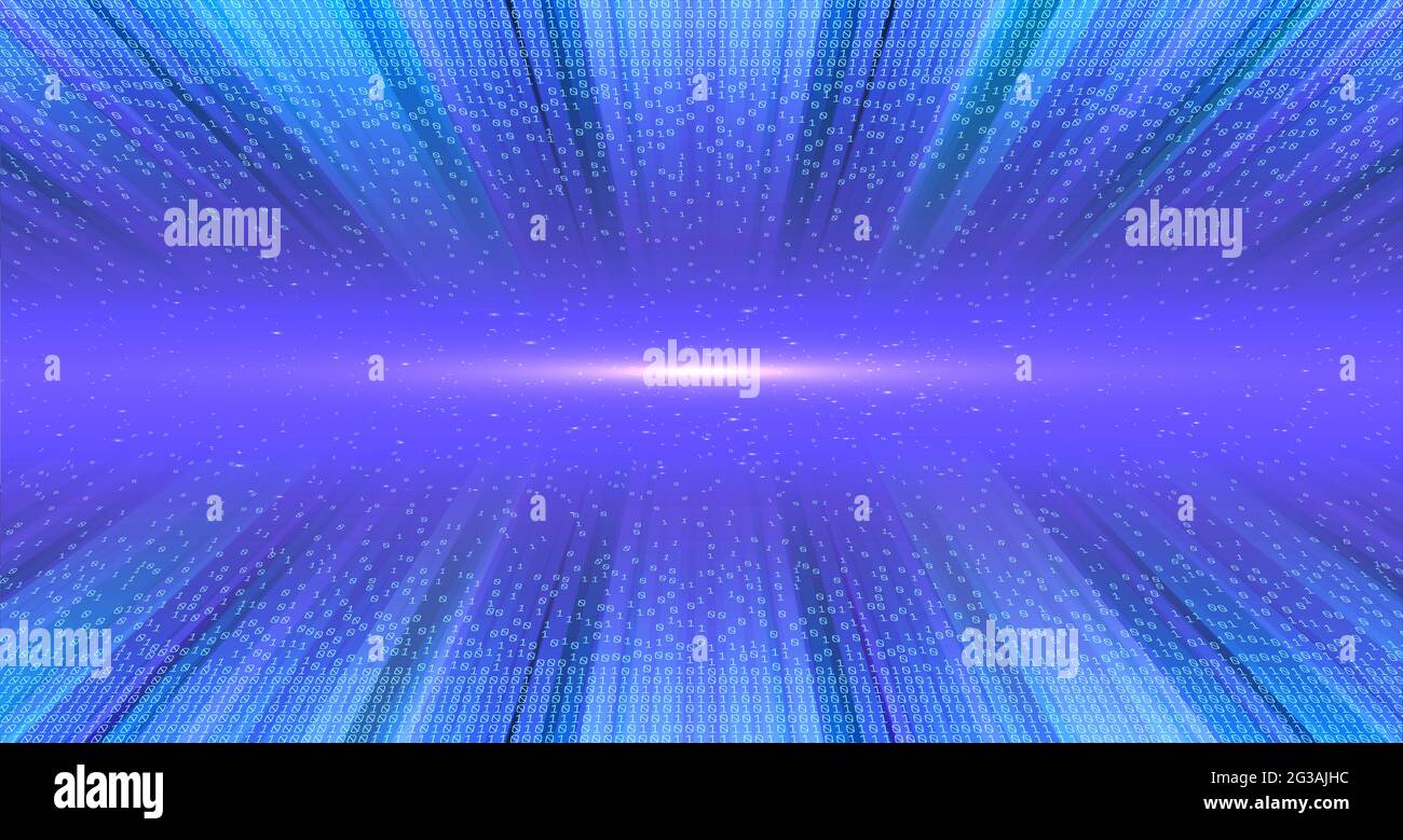 Signs of light in the structural data tunnel. Binary code digital technology. From Chaos to System. Artificial intelligence.Big data.Smart system. Stock Photo
