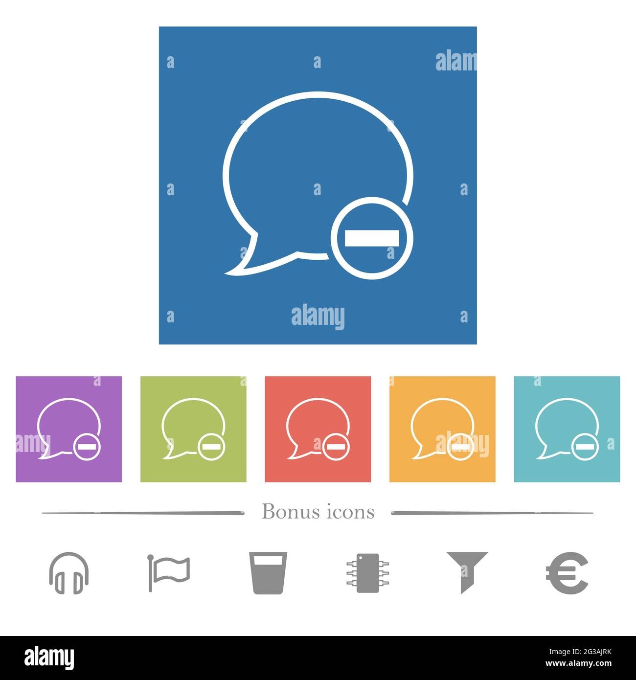 Remove message flat white icons in square backgrounds. 6 bonus icons ...