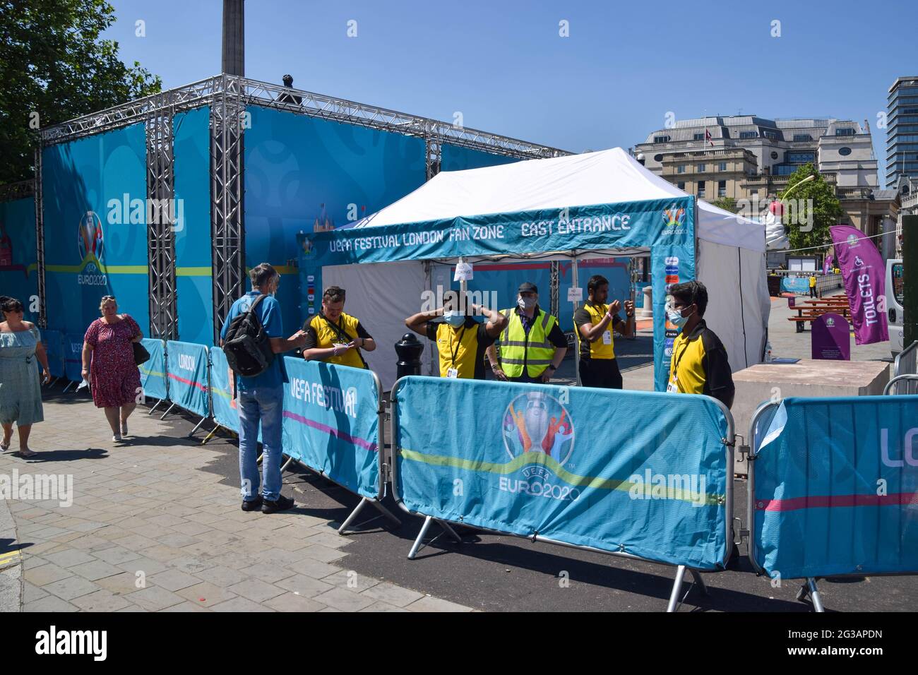 London, United Kingdom, 13th June 2021. Fan Zone at Trafalgar Square for  England's matches in the UEFA Euro 2020 football tournament Stock Photo -  Alamy