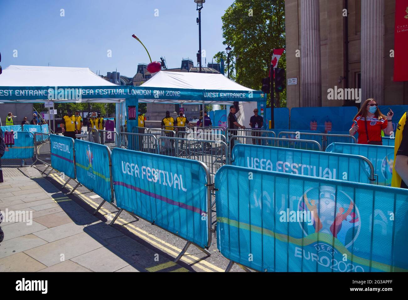 London, United Kingdom, 13th June 2021. Fan Zone at Trafalgar Square for  England's matches in the UEFA Euro 2020 football tournament Stock Photo -  Alamy