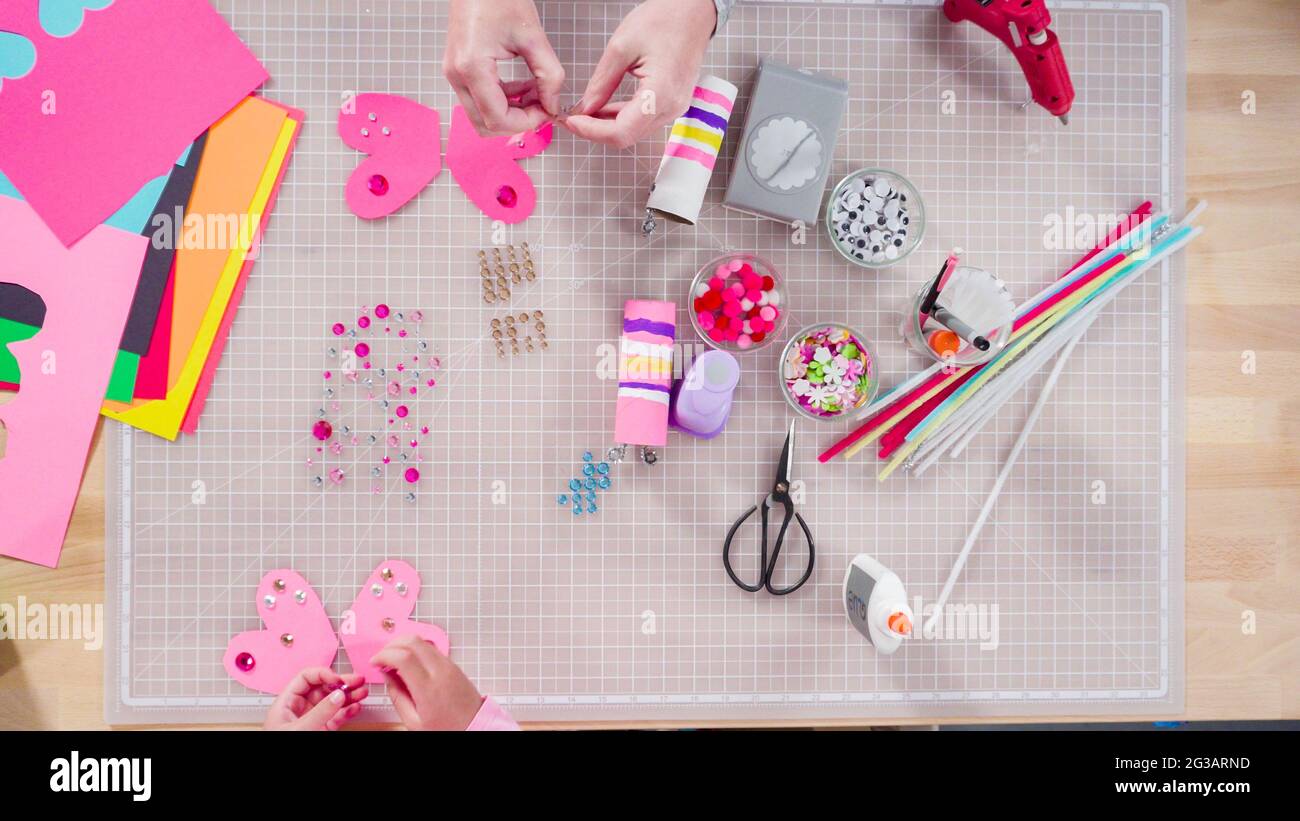 Lay Out Paper Pack Flat lay. Kids papercraft. Making paper bugs out of the empty toilet ...