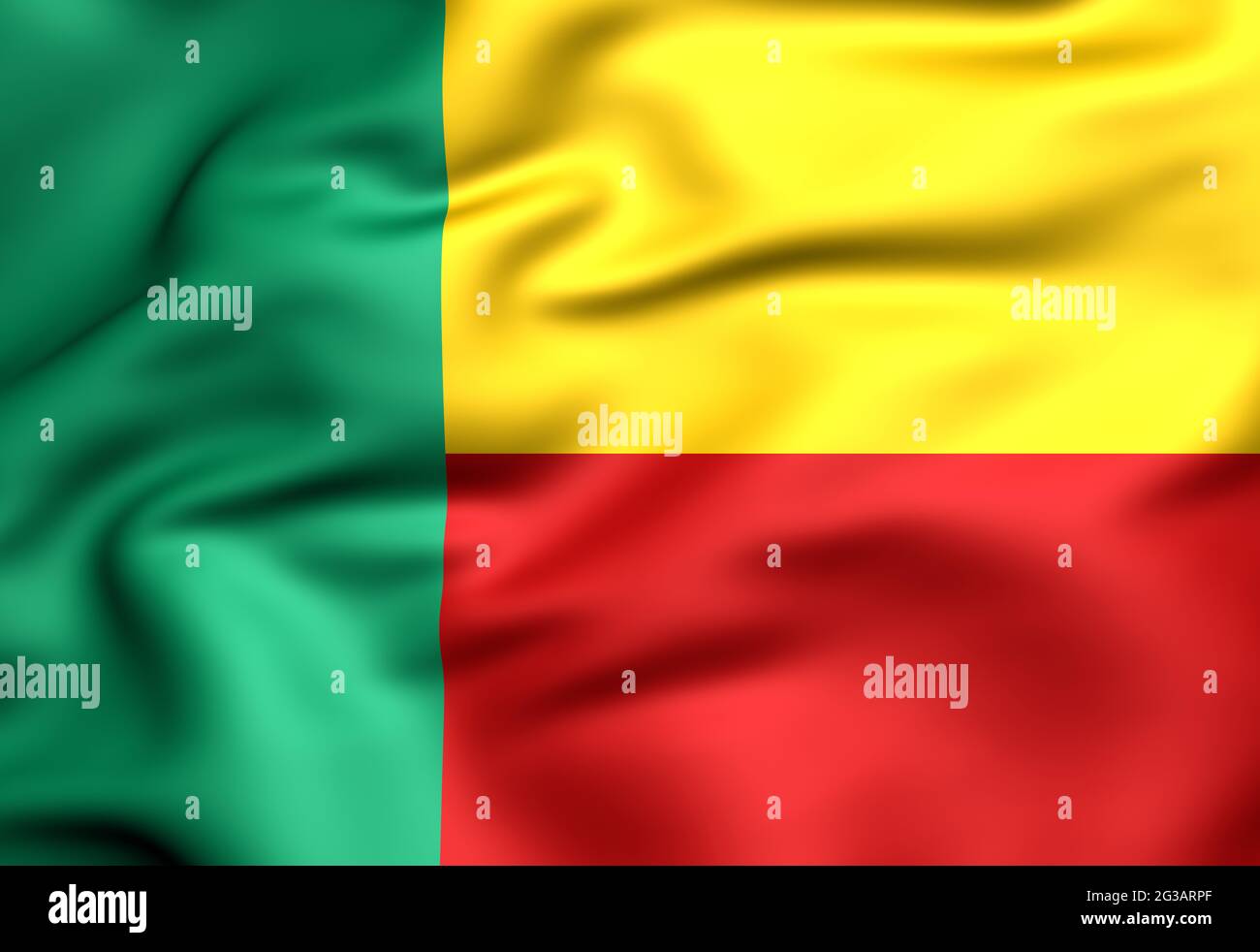 3D Flag of Benin. 3D Illustration. Stock Photo
