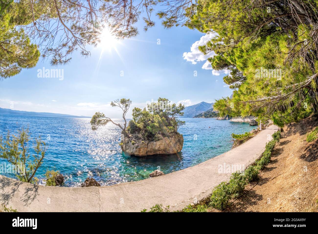 Famous Punta Rata beach with azure sea in Brela, Dalmatia, Croatia Stock Photo