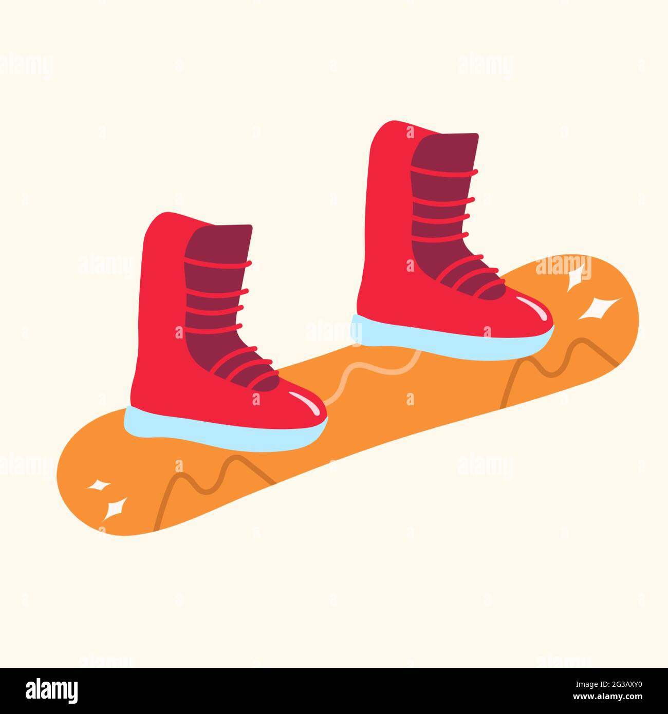 boots on a snowboard. vector illustration isolated, boots on a snowboard. vector illustration isolated Stock Vector