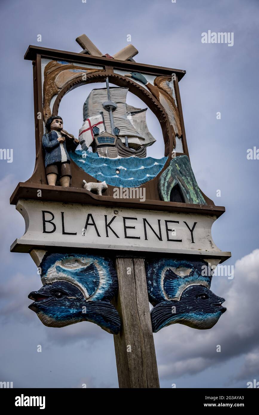 Blakeney village sign, Norfolk, England Stock Photo - Alamy