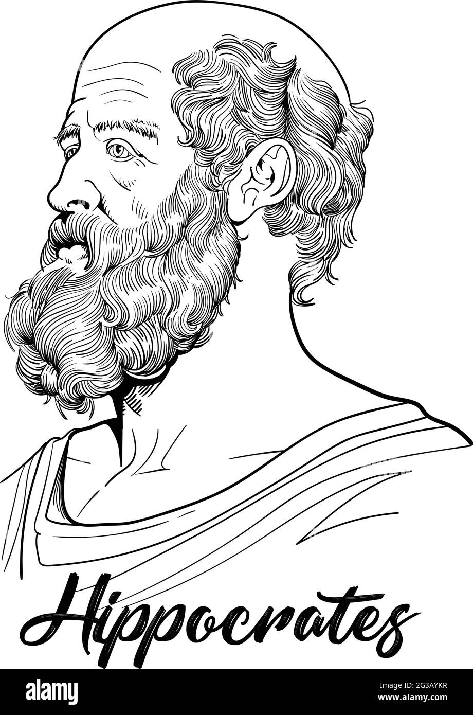 Hippocrates line art illustration Stock Vector